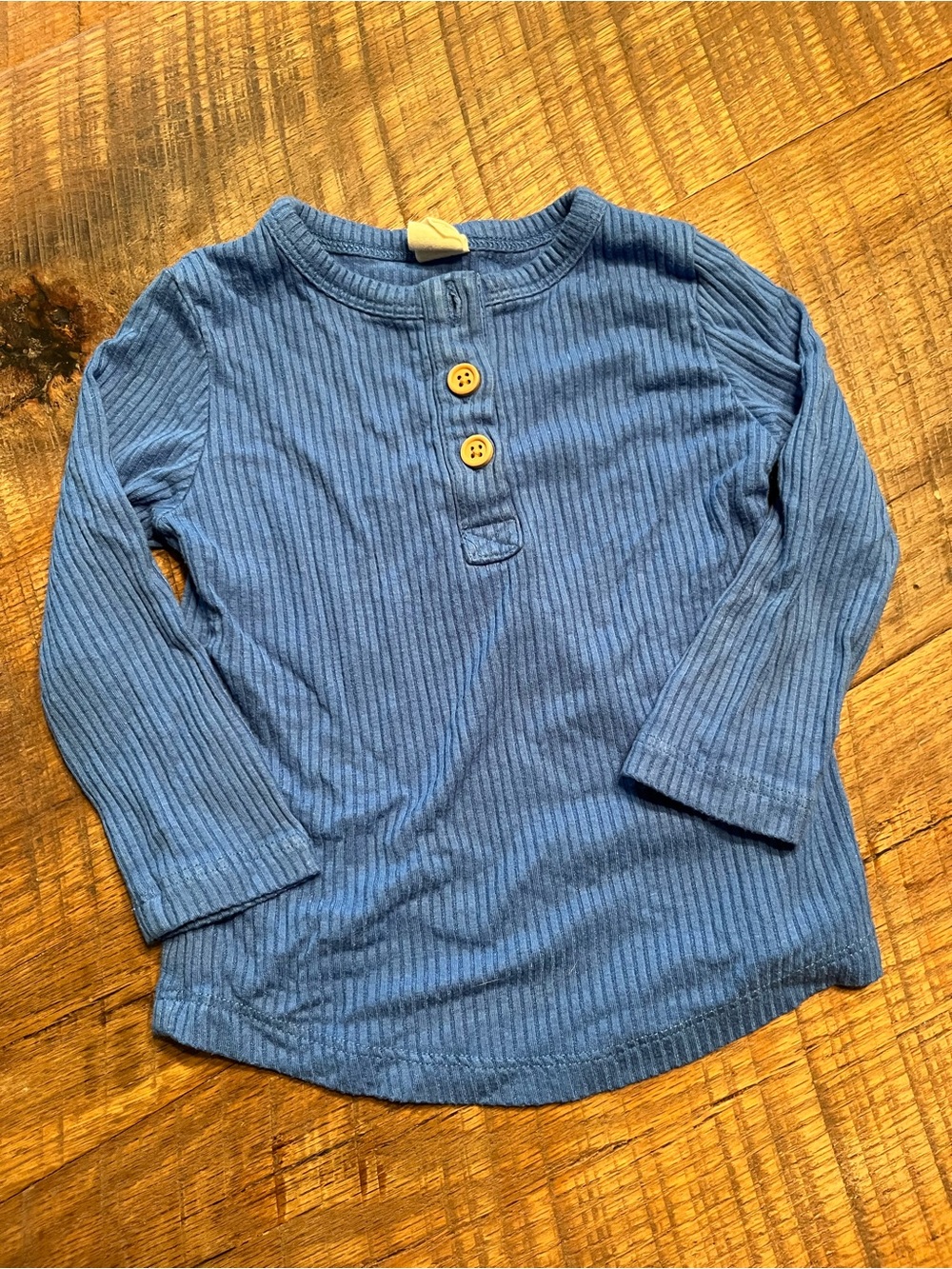 Kate Quinn Bamboo Blue Ribbed Long-Sleeve Henley Top